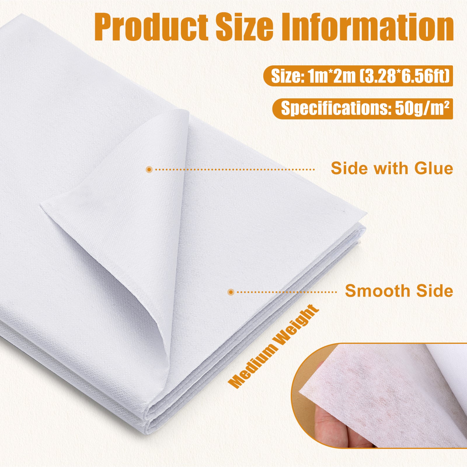 [Best Seller] Jupean Fusible Interfacing for Sewing - 30" x 79" White Iron-On Fabric Interfacing, Lightweight 30g/m² & Medium Weight 50g/m² Options, for DIY Quilting & Crafts