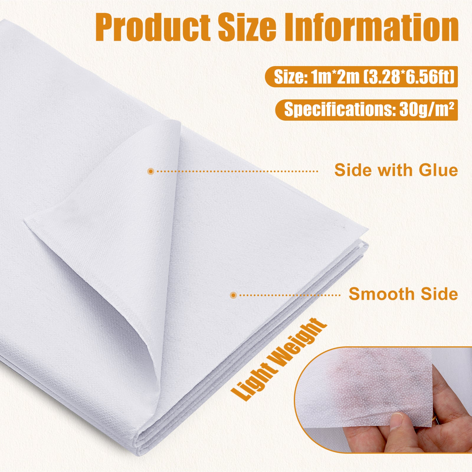 [Best Seller] Jupean Fusible Interfacing for Sewing - 30" x 79" White Iron-On Fabric Interfacing, Lightweight 30g/m² & Medium Weight 50g/m² Options, for DIY Quilting & Crafts