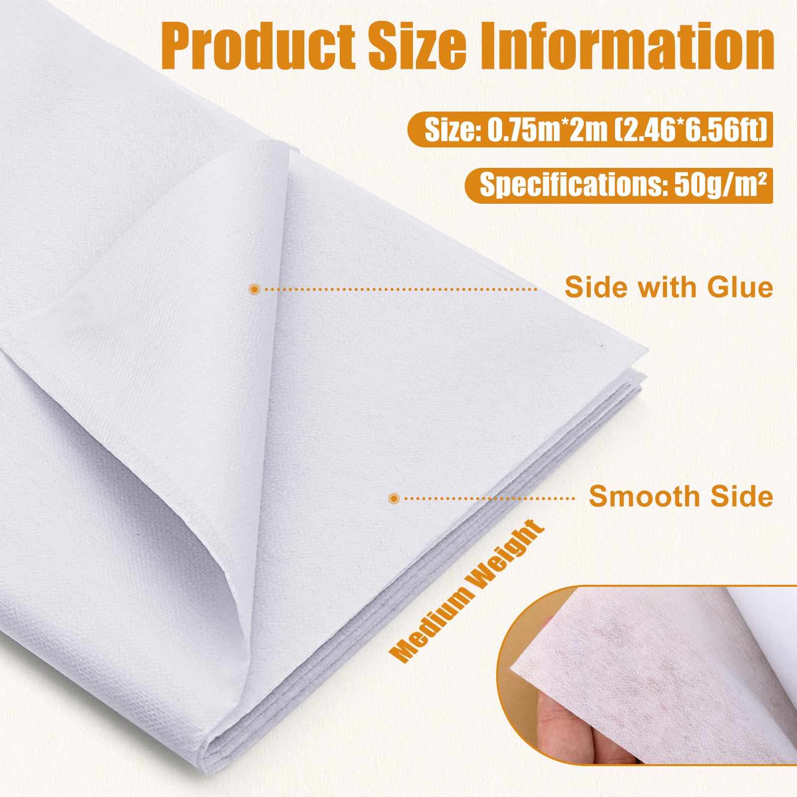 [Best Seller] Jupean Fusible Interfacing for Sewing - 30" x 79" White Iron-On Fabric Interfacing, Lightweight 30g/m² & Medium Weight 50g/m² Options, for DIY Quilting & Crafts