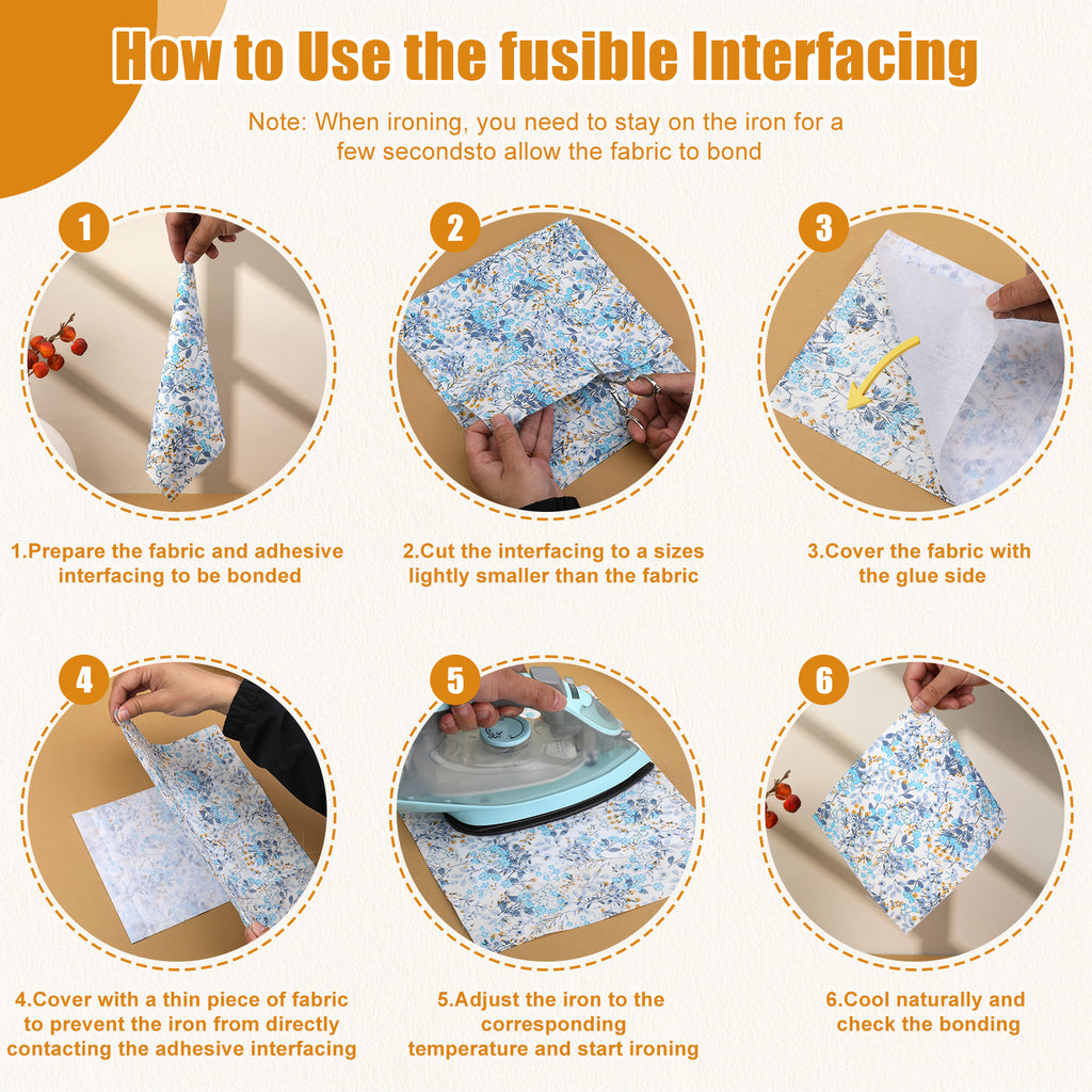 [Best Seller] Jupean Fusible Interfacing for Sewing - 30" x 79" White Iron-On Fabric Interfacing, Lightweight 30g/m² & Medium Weight 50g/m² Options, for DIY Quilting & Crafts