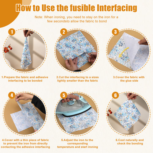 [Best Seller] Jupean Fusible Interfacing for Sewing - 30" x 79" White Iron-On Fabric Interfacing, Lightweight 30g/m² & Medium Weight 50g/m² Options, for DIY Quilting & Crafts