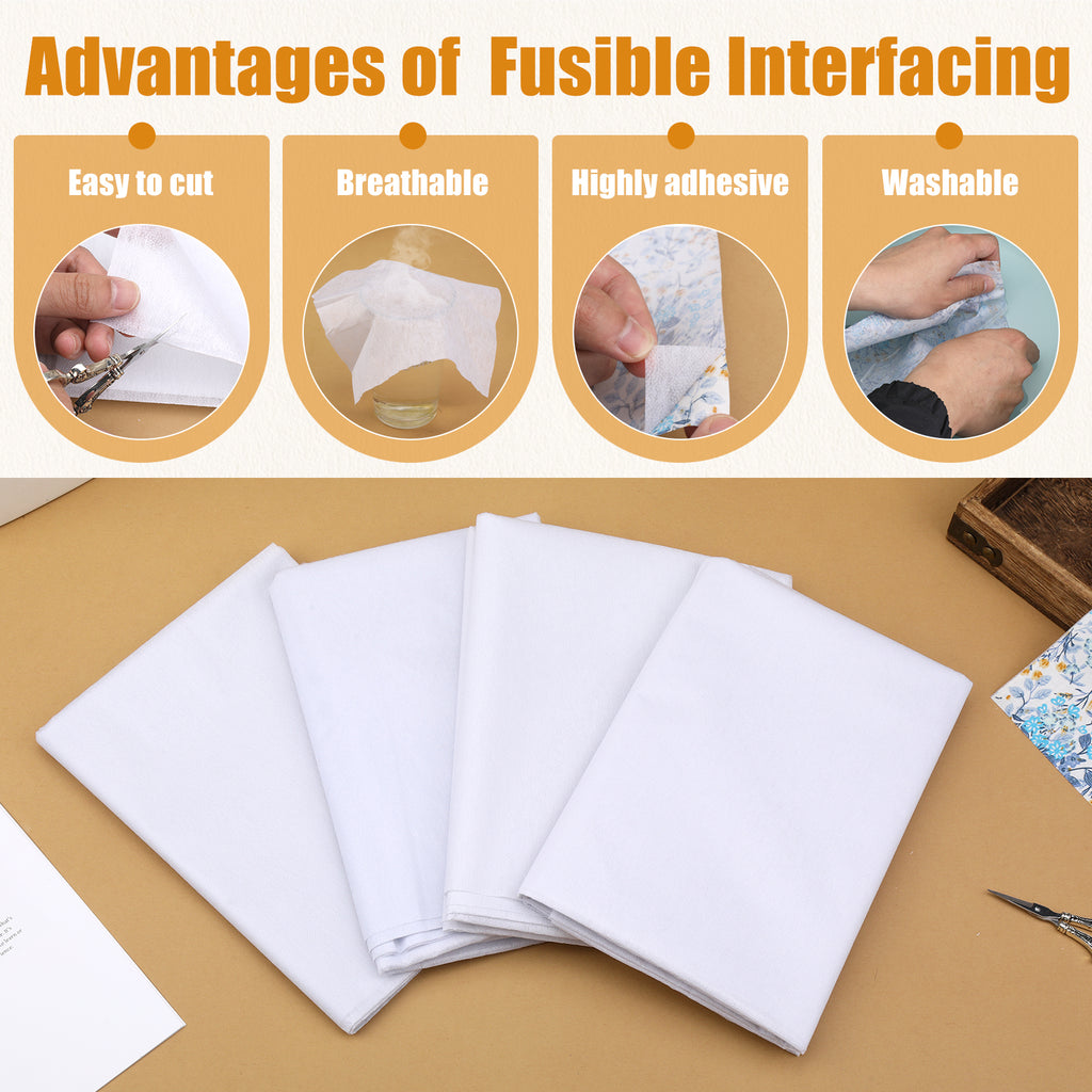 [Best Seller] Jupean Fusible Interfacing for Sewing - 30" x 79" White Iron-On Fabric Interfacing, Lightweight 30g/m² & Medium Weight 50g/m² Options, for DIY Quilting & Crafts